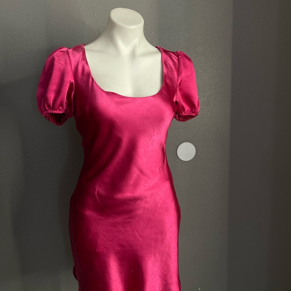 Lush Fuchsia Satin Mini Dress